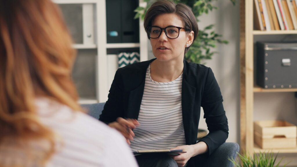 Armenian speaking psychiatry Burbank visit: a provider listens to a patient in a calm office